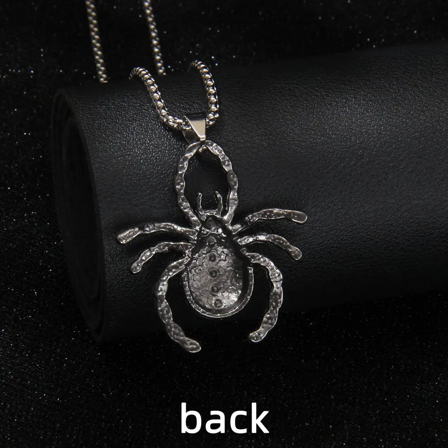 Men's Necklace Red Stainless Steel Gothic Spider Design 4