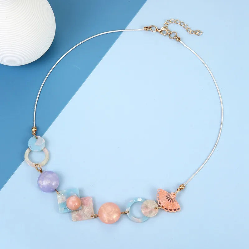 Women's Pendant Necklace Pink Acrylic Geometric Sweet Style 3