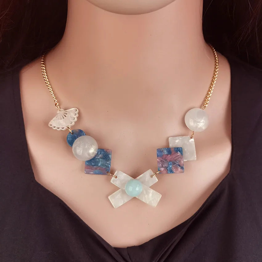 Women's Pendant Necklace Colorful Acrylic Geometric Design 1