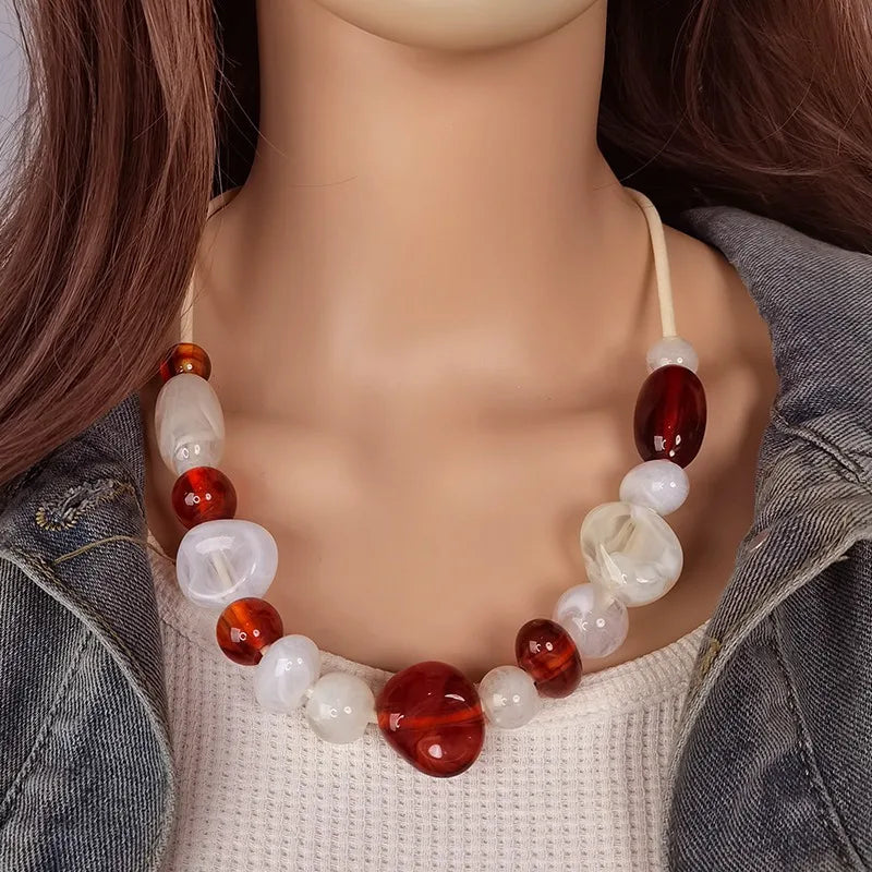 Women's Pendant Necklace Geometric Acrylic Handmade Fashion Jewelry 7