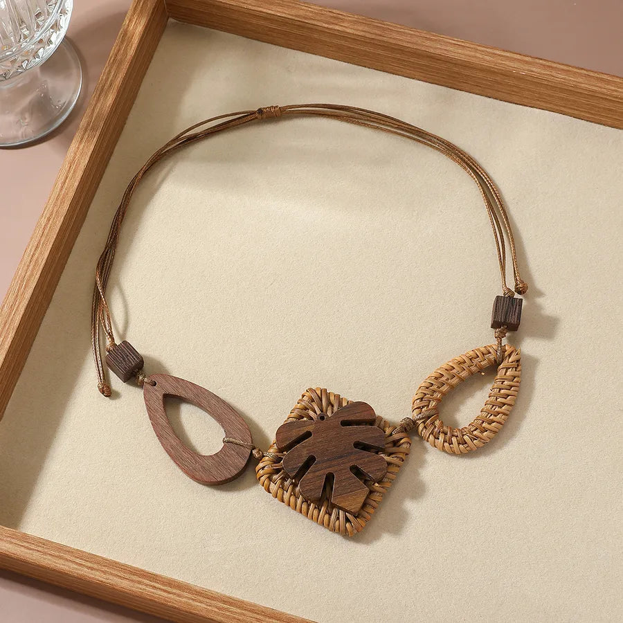 Women's Choker Necklace Geometric Wooden Beads Ethnic Style 3