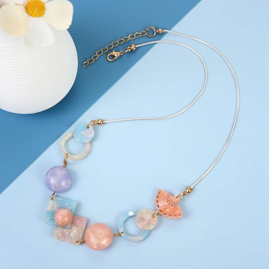 Women's Pendant Necklace Pink Acrylic Geometric Sweet Style 2