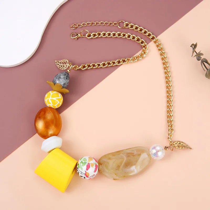 Women's Pendant Necklace Geometric Wooden Handmade Sweet Style 4