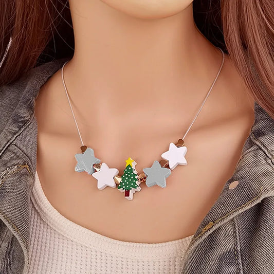 Women's Pendant Necklace Star Wood Clavicle Chain 2