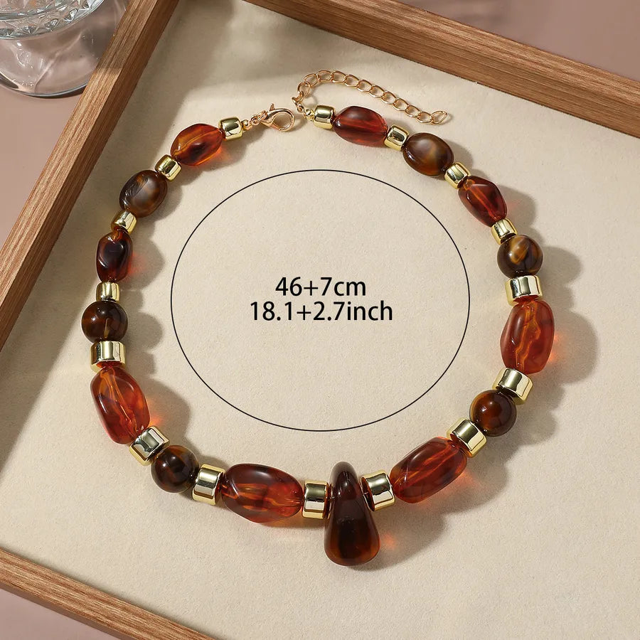 Unisex Beaded Necklace Multicolor Acrylic Geometric Design 4