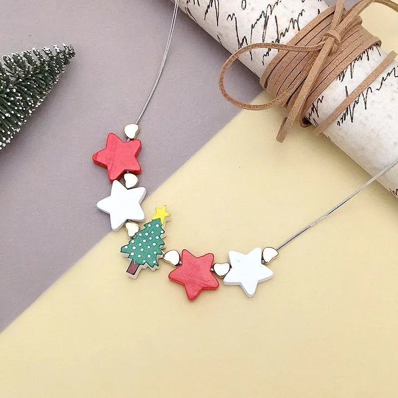 Women's Pendant Necklace Star Wood Clavicle Chain 5