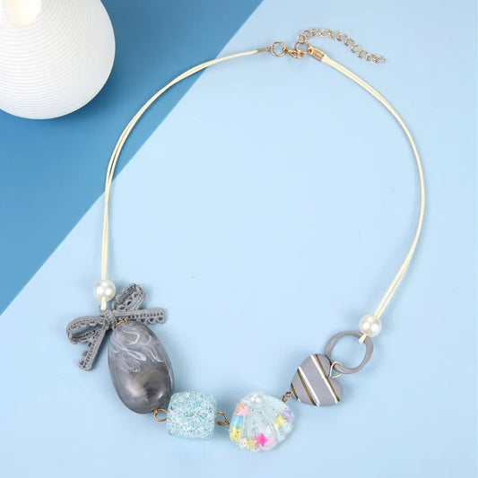 Women's Pendant Necklace Retro Beaded Shell Handmade Bohemian 2