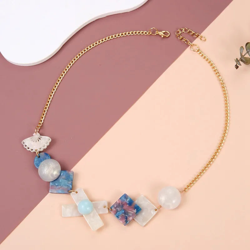 Women's Pendant Necklace Colorful Acrylic Geometric Design 3