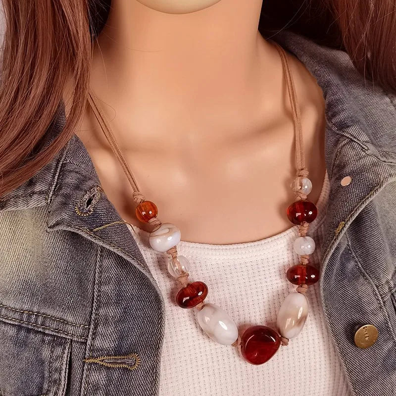 Women's Pendant Necklace Geometric Acrylic Handmade Fashion Jewelry 4