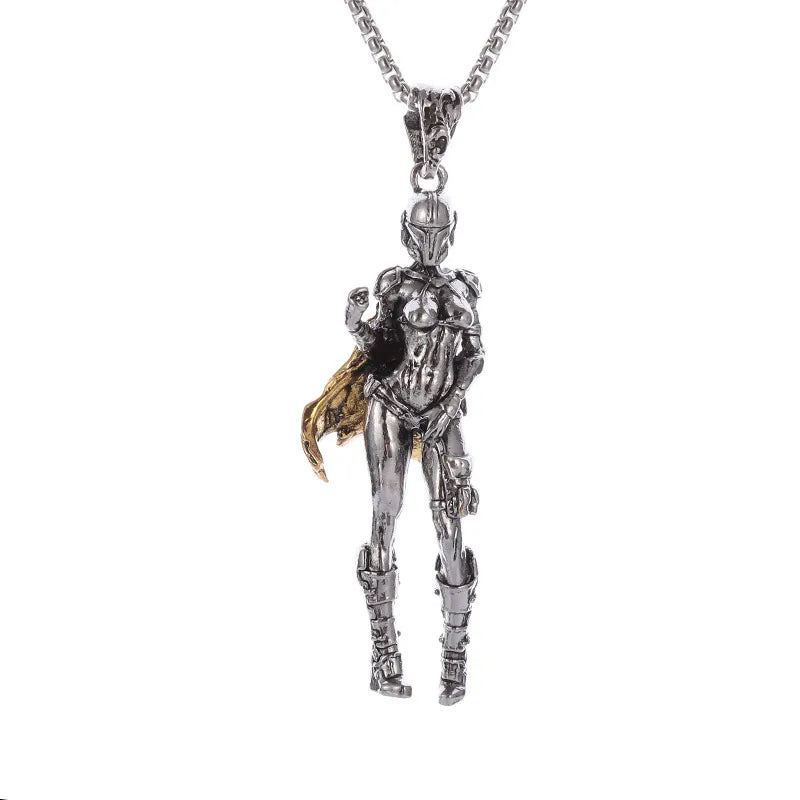 Unisex Retro Cartoon Character Necklace Silver Alloy 25
