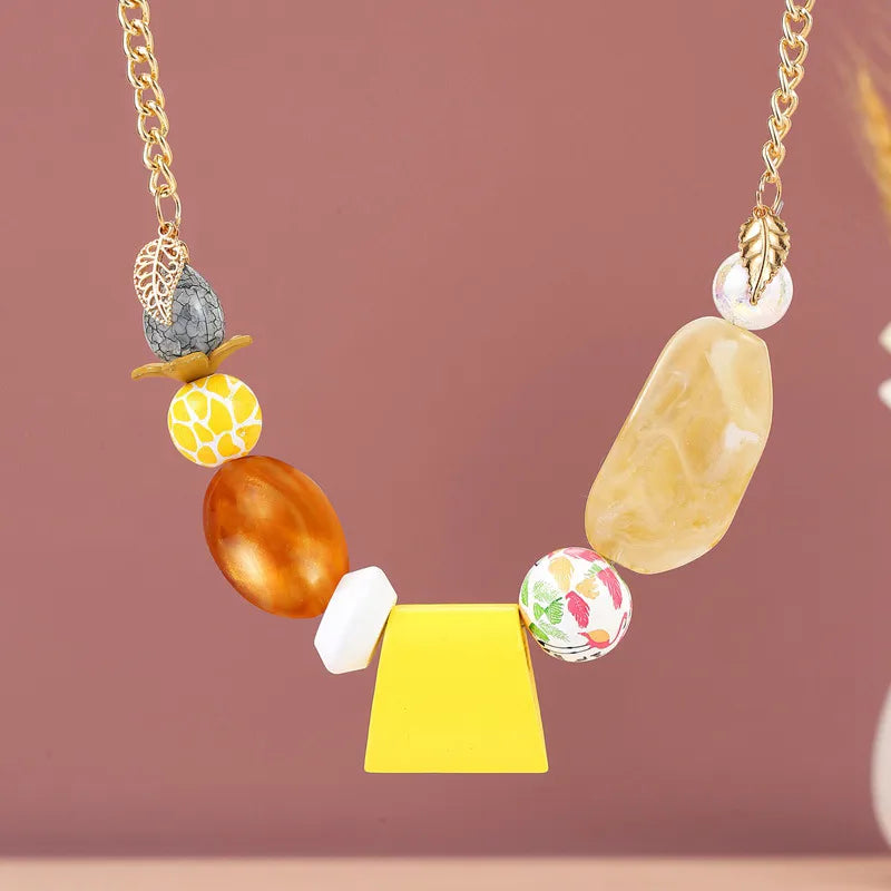 Women's Pendant Necklace Geometric Wooden Handmade Sweet Style 5