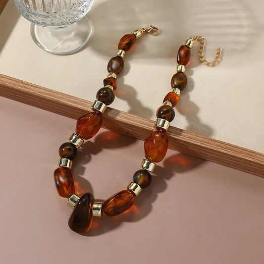 Unisex Beaded Necklace Multicolor Acrylic Geometric Design 2