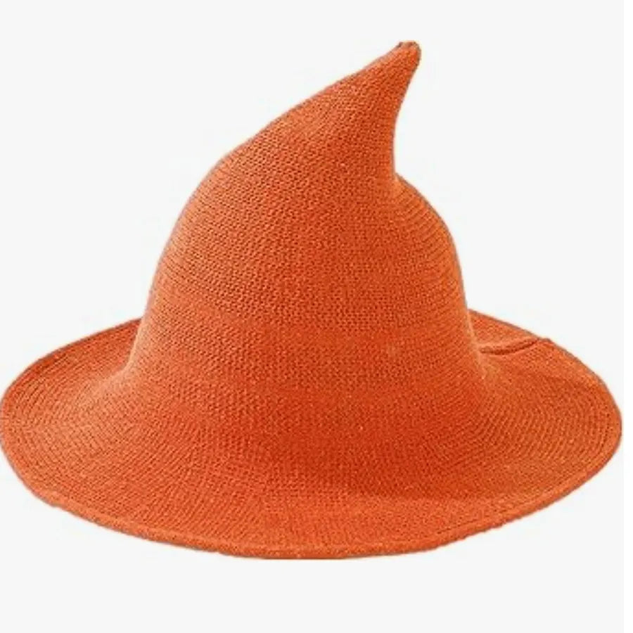 Women's Witch Hat Black Breathable Knitted Cotton Foldable for Halloween 14
