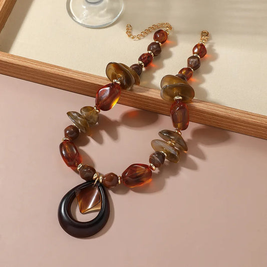 Women's Necklace Waterdrop Acrylic Beaded Oversized Design 2