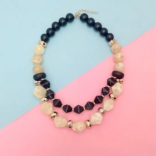 Women's Pendant Necklace Double Layer Acrylic Elegant Beaded 2