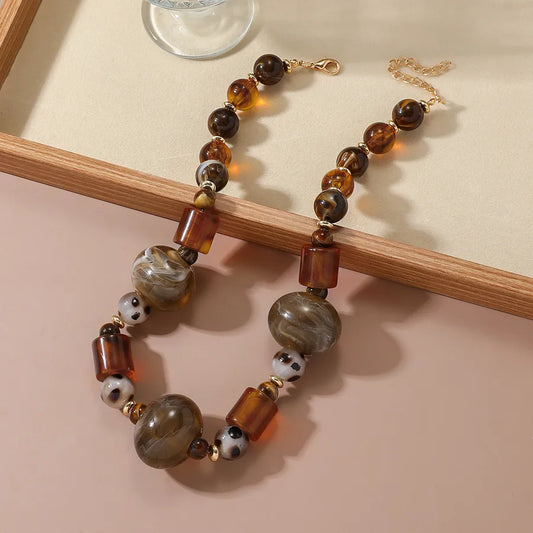 Women's Necklace Coffee Acrylic Minimalist Geometric 2