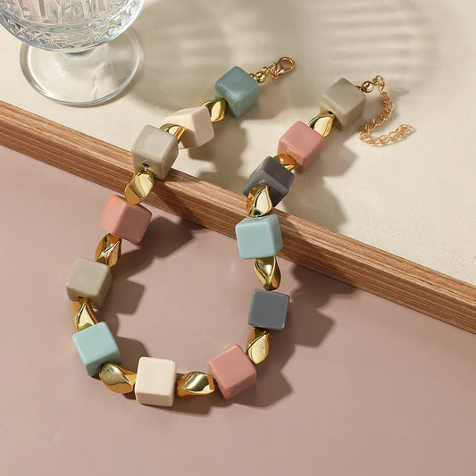 Women's Necklace Cold Tone Geometric Resin Elegant Design 2