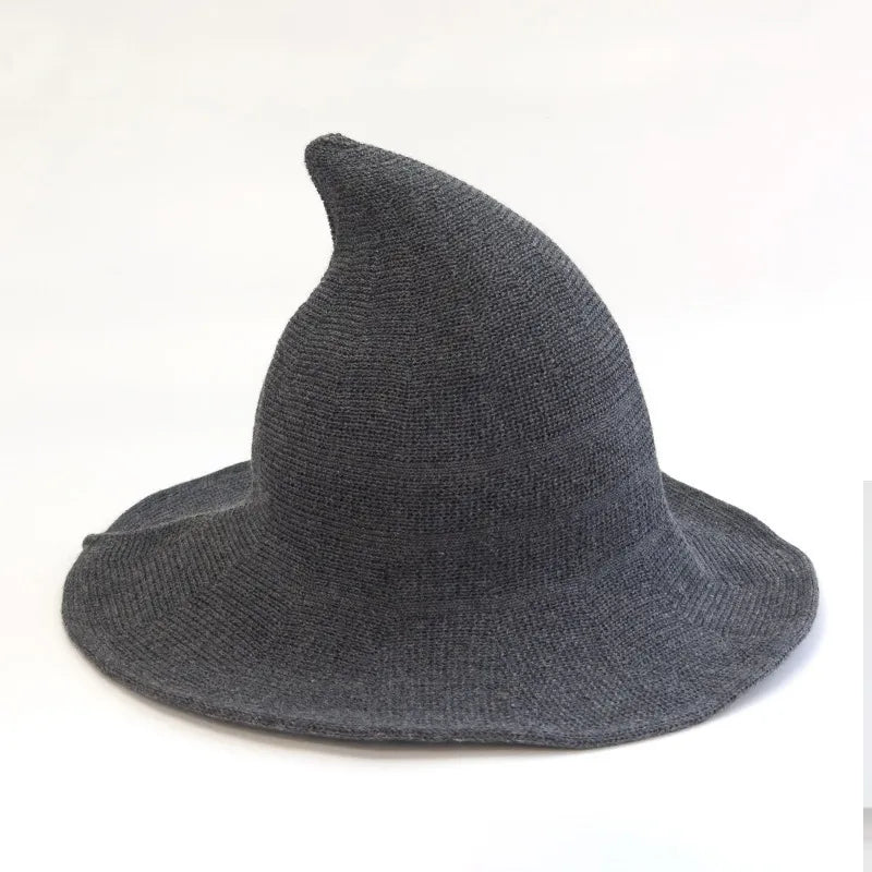 Women's Witch Hat Black Breathable Knitted Cotton Foldable for Halloween 12