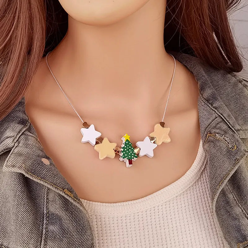 Women's Pendant Necklace Star Wood Clavicle Chain 8