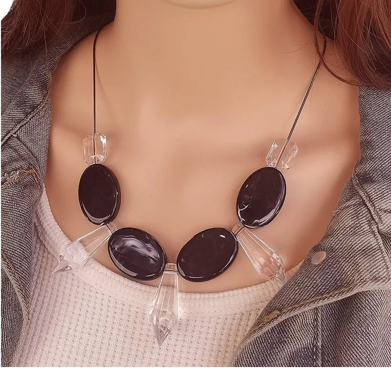 Women's Pendant Necklace Geometric Wooden Bead Acrylic 5
