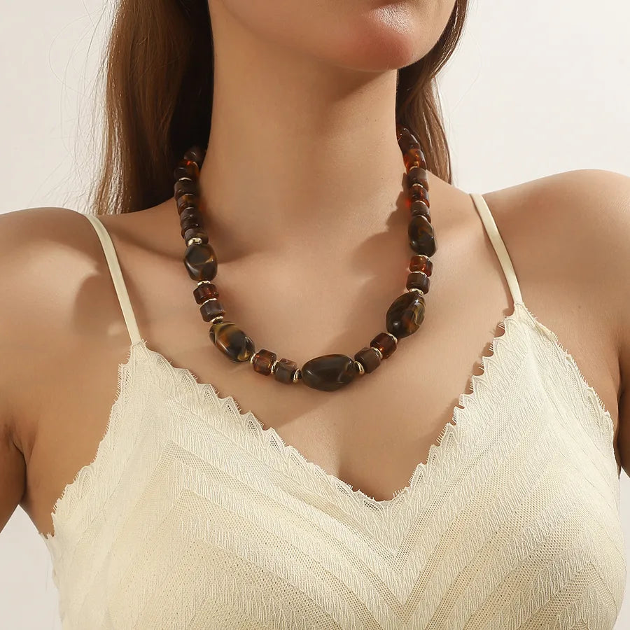 Women's Necklace Coffee Acrylic Geometric Minimalist Design 6