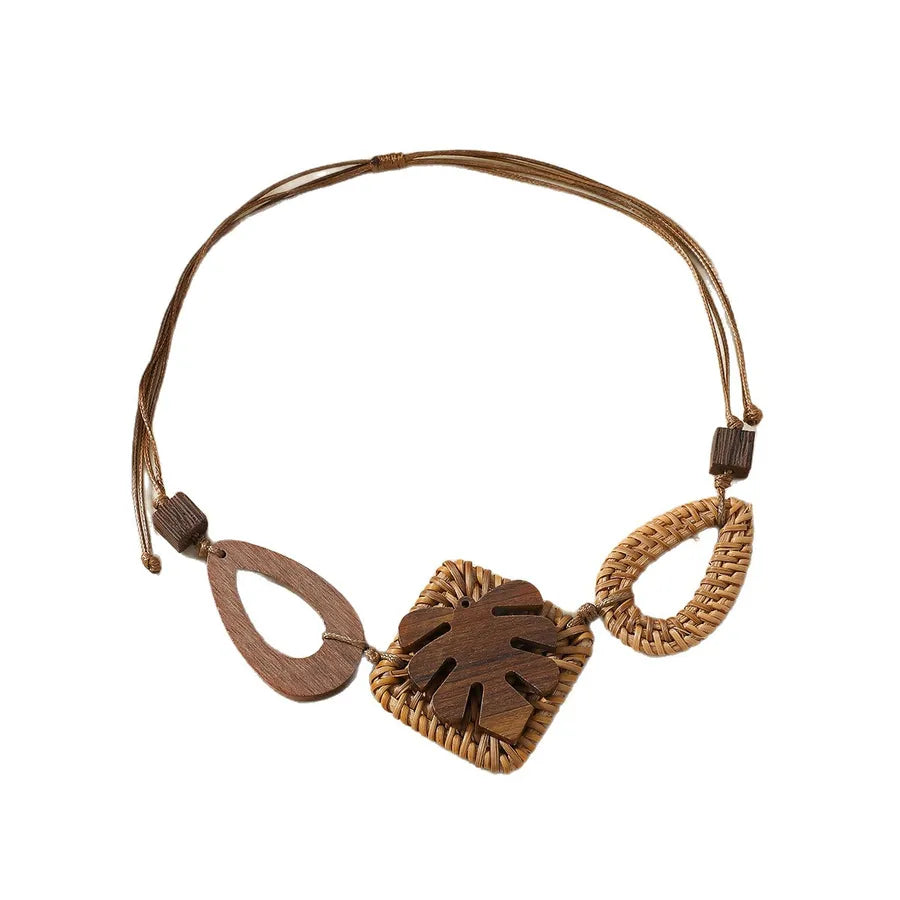 Women's Choker Necklace Geometric Wooden Beads Ethnic Style 5