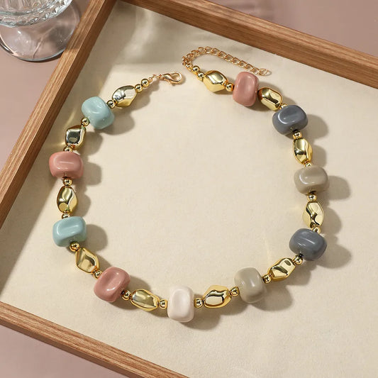 Women's Necklace Geometric Resin Oval Cold Style 2