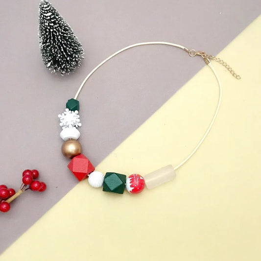 Women's Pendant Necklace Snowflake Wooden Geometric Design 2