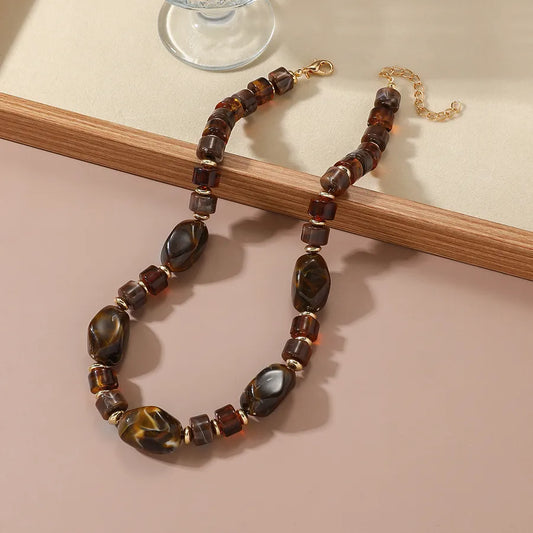 Women's Necklace Coffee Acrylic Geometric Minimalist Design 2