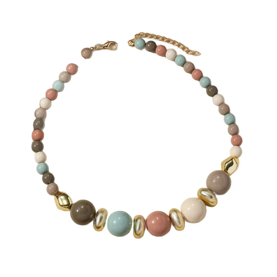 Women's Beaded Necklace Colorful Acrylic Geometric 5