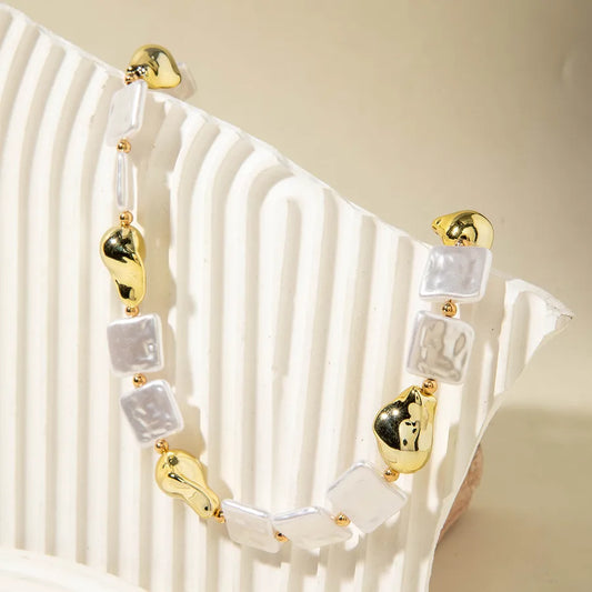 Women's Pearl Necklace and Earring Set White Imitation Pearl Geometric Design 2