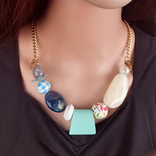 Women's Pendant Necklace Geometric Wooden Handmade Sweet Style 2