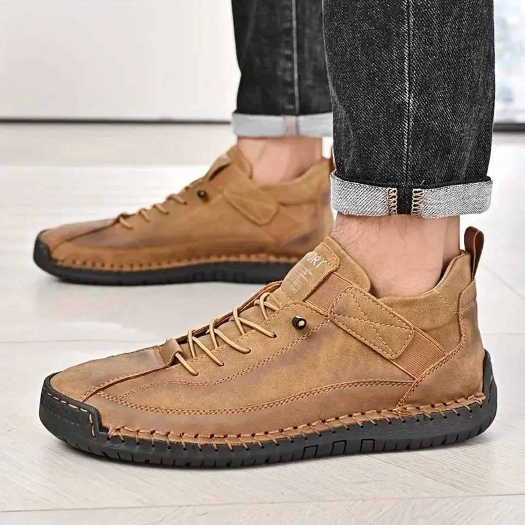 Men's Lace-Up Textured-Sole Sneakers – product view | Hensley London