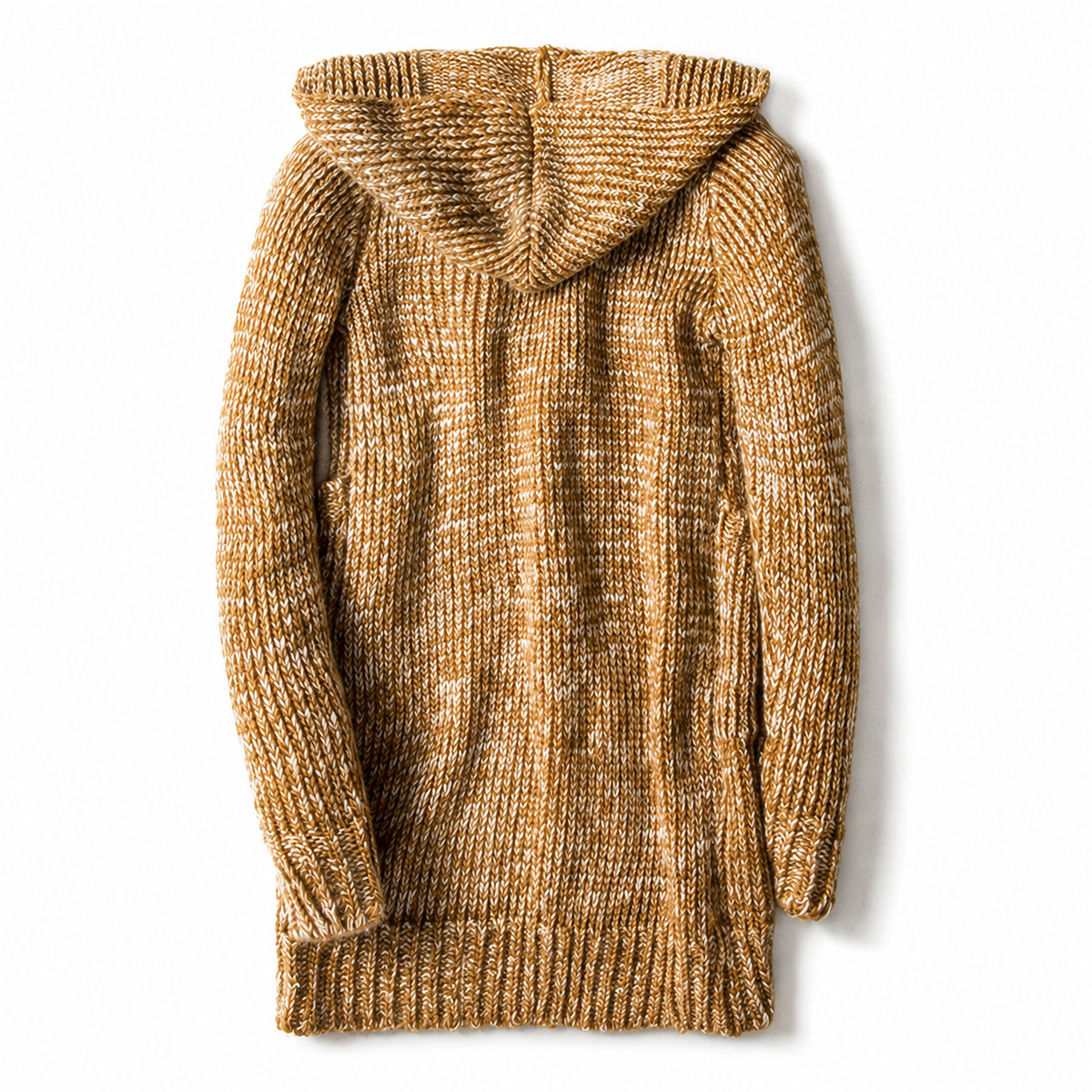 Men's Hooded Toggle Cardigan in Maple – back view | Hensley London