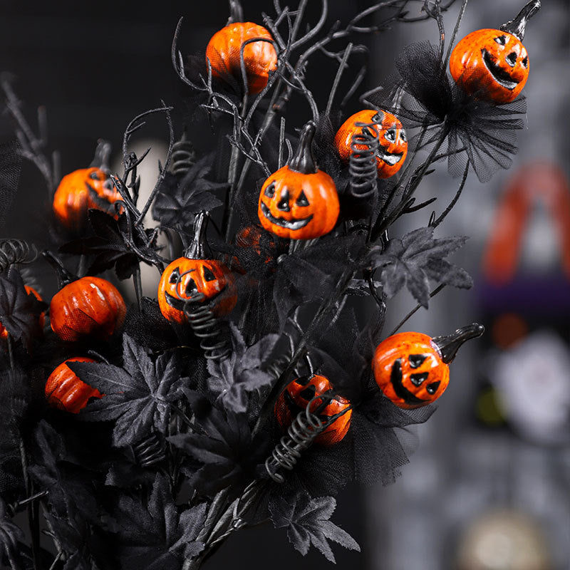 Women's Halloween Bouquet Black Plastic Pumpkin Design 3