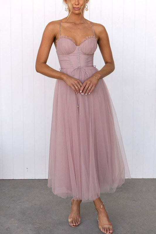 Women's Maxi Dress White Size M Chiffon Formal-2