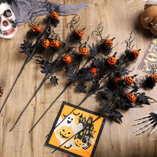 Women's Halloween Bouquet Black Plastic Pumpkin Design 1