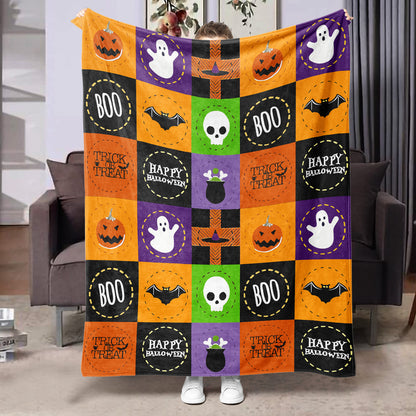 Halloween Flannel Blanket Black Geometric Polyester Multi-Size 53