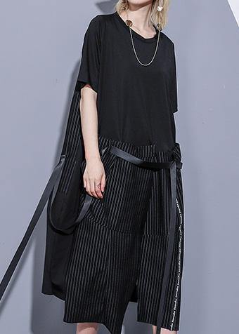 Women's Plus Size Summer Dress Black Striped Cotton-3
