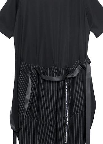 Women's Plus Size Summer Dress Black Striped Cotton-5