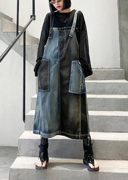 Women's Maxi Dress Black Denim Cotton-1