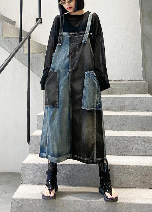 Women's Maxi Dress Black Denim Cotton-1