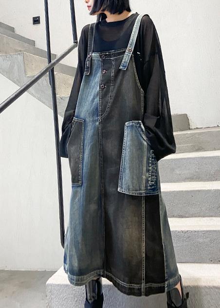 Women's Maxi Dress Black Denim Cotton-2