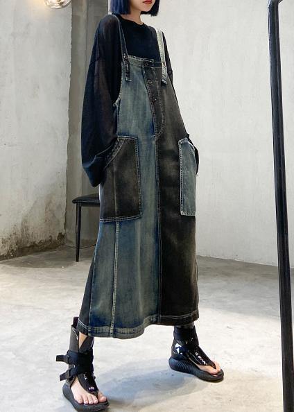 Women's Maxi Dress Black Denim Cotton-3