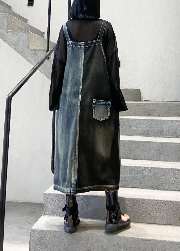 Women's Maxi Dress Black Denim Cotton-4