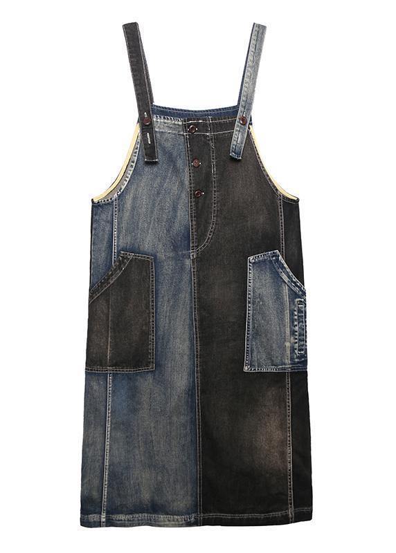 Women's Maxi Dress Black Denim Cotton-5