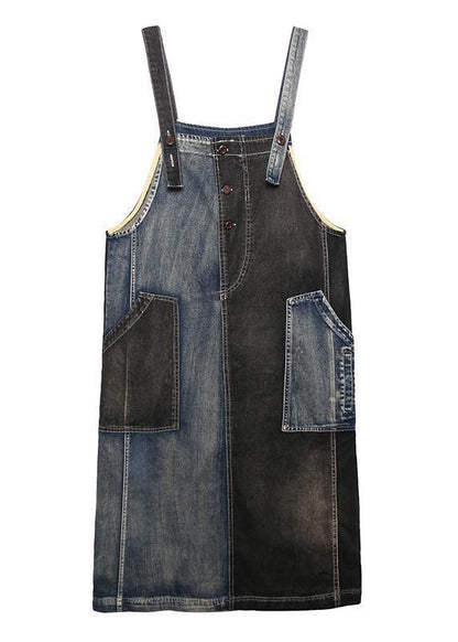 Women's Maxi Dress Black Denim Cotton-5