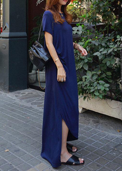 Women's Asymmetric Dress Black Cotton Summer Dress-5