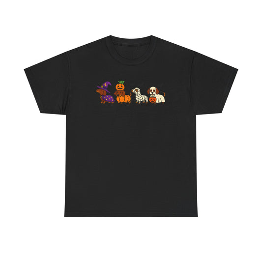 Halloween Pet Parade T-Shirt, Cute Animal Graphic Tee, Unisex Cotton Shirt for Halloween, Fall Festivities, Gift for Pet Lovers