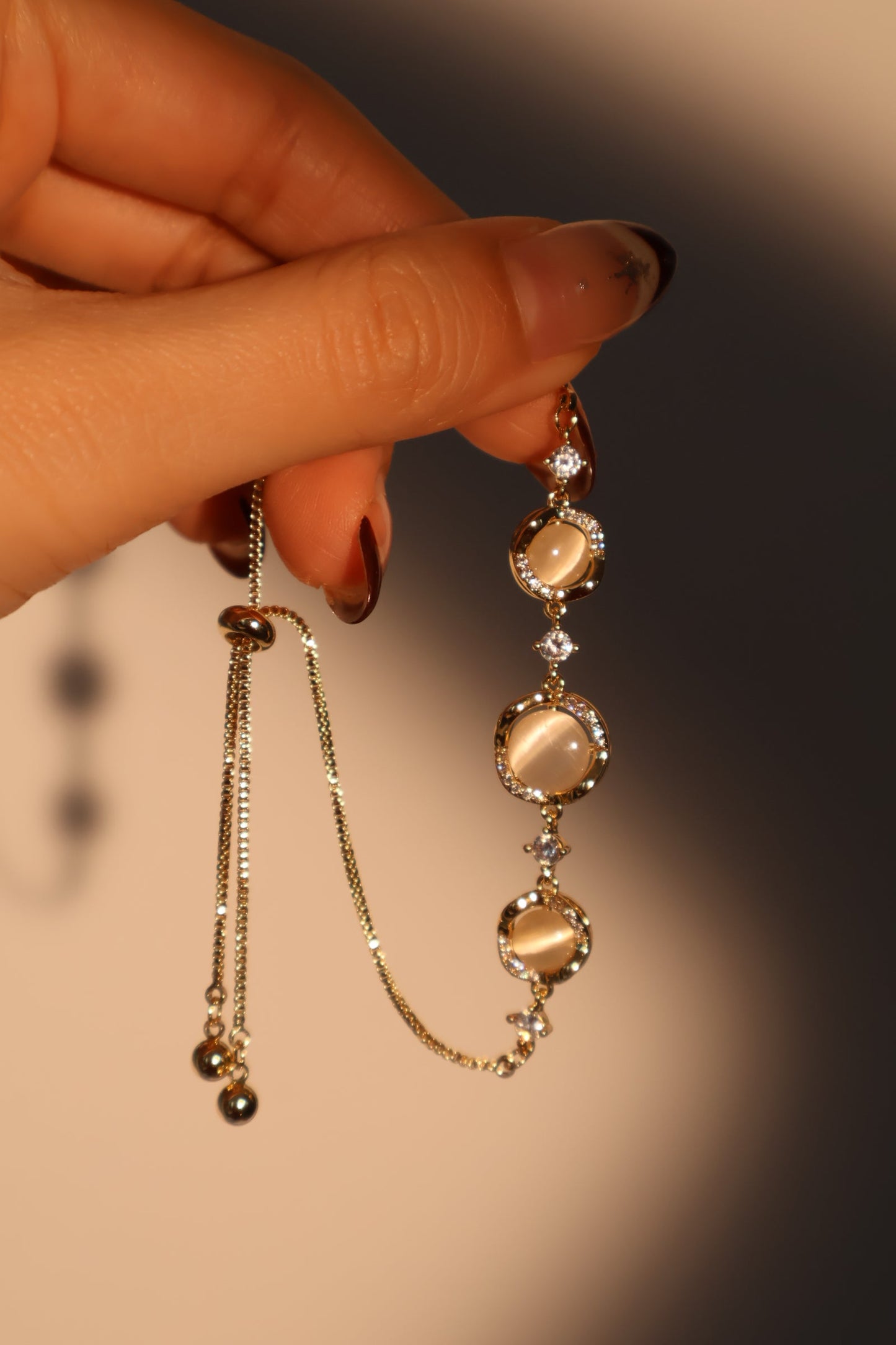 Unisex Bracelet White Opal 14K Gold Plated Adjustable - 4